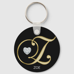 Porte-clés Elegant Personalized Gold Monogrammed Letter Z