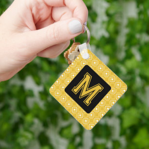 Porte-clés Elégant Porte - clé jaune avec Monogramme