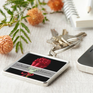 Porte-clés Élégant Porte - clé Mariage Rose rouge