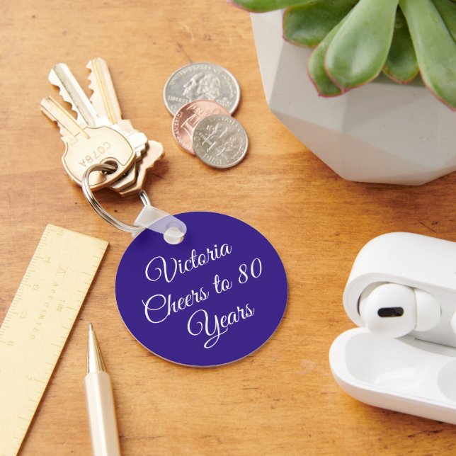 Porte-clés Elegant Purple 80th Birthday Keychain (Bureau)