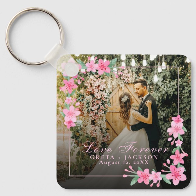 Porte-clés Elégant Romantique photo Heureuse Sainte-Valentin (Recto)