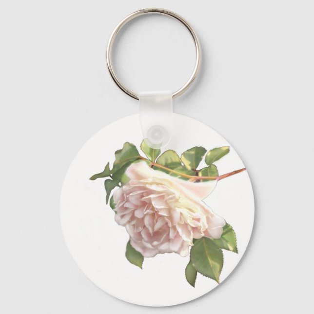 Porte-clés Elégant rose à fleurs blanc peachy orange foncé (Recto)