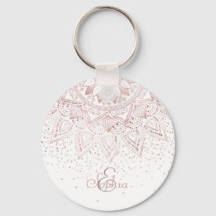 Porte-clés Elegant rose gold mandala confetti design
