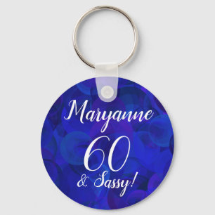 Porte-clés Elégant Royal Blue 60 et Sassy Anniversaire Nom
