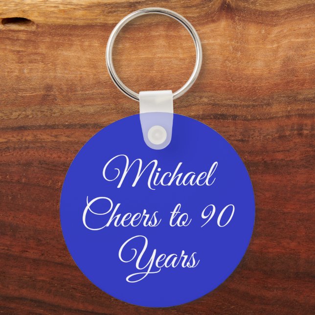 Porte-clés Elegant Royal Blue 90th Birthday Keychain (Recto)