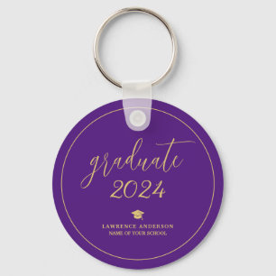 Porte-clés Élégant Royal Purple Graduate 2024 Graduation