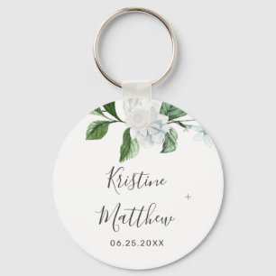 Porte-clés Elégant Sage Greenery Wreath White Floral Mariage