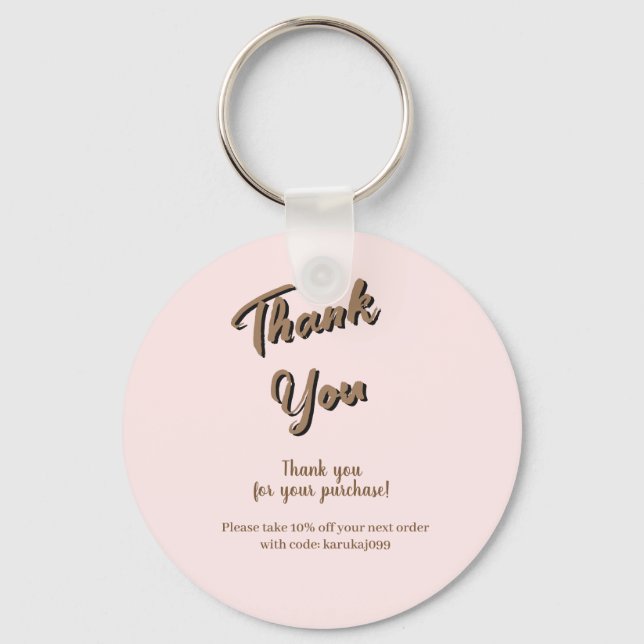 Porte-clés Élégant script  merci carte cadeau rose blush (Recto)