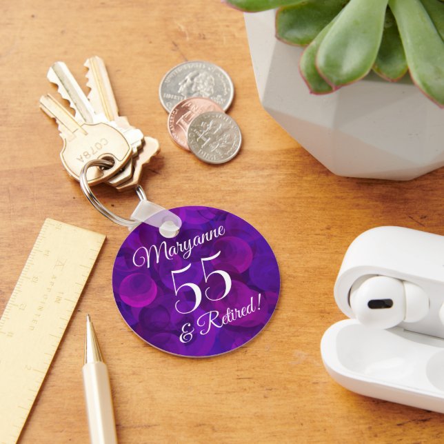 Porte-clés Élégant Violet 55 & Retraite (Bureau)