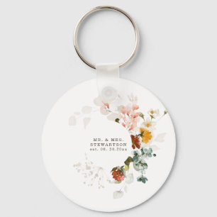 Porte-clés Elégante aquarelle Fleur sauvage Jardin Mariage