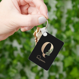 Porte-clés Élégante Botanique Monogramme Gold Lettre Q Porte