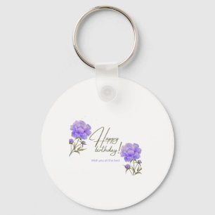 Porte-clés Élégante carte d'anniversaire Fleur de pivoine pou