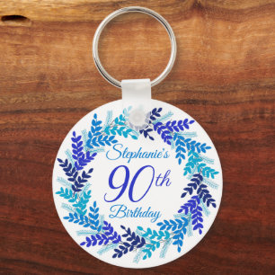 Porte-clés Élégante couronne bleue 90e anniversaire Porte - c