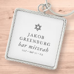 Porte-clés Élégante étoile simple moderne de David Bar Mitzva<br><div class="desc">Design est composé de typographie sans serif et de typographie cursive joueuse sur un arrière - plan simple. Disponible ici : http://www.zazzle.com/store/selectpartysupplies</div>