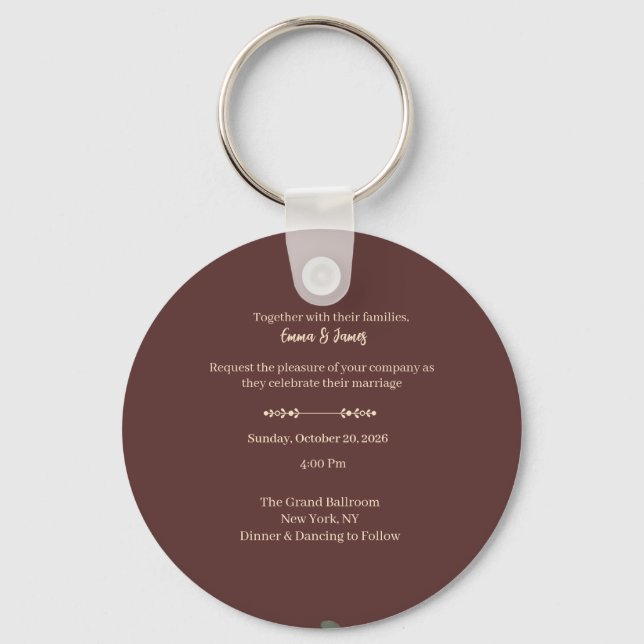 Porte-clés Élégante invitation de mariage luxueuse bordeaux  (Recto)