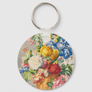 Porte-clés Élégante œuvre d'art murale florale botanique vint