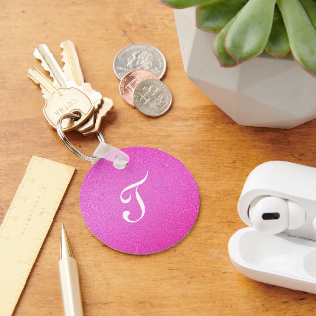 Porte-clés Élégante parties scintillant rose Monogram (Bureau)
