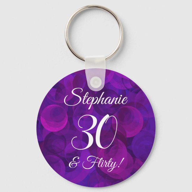 Porte-clés Élégante Purple 30 & Flirty Anniversaire (Recto)