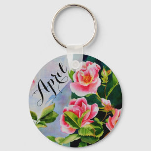 Porte-clés Elégante rose roses aquarelle florale