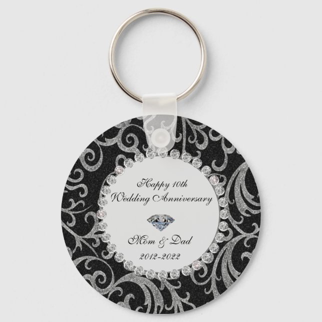 Porte-clés Élégantes Boucles de Diamants 10e Anniversaire de  (Recto)