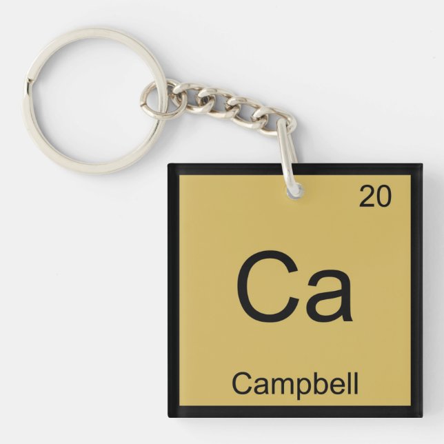 Porte-clés Élément de chimie de nom Campbell Table périodique (Devant)