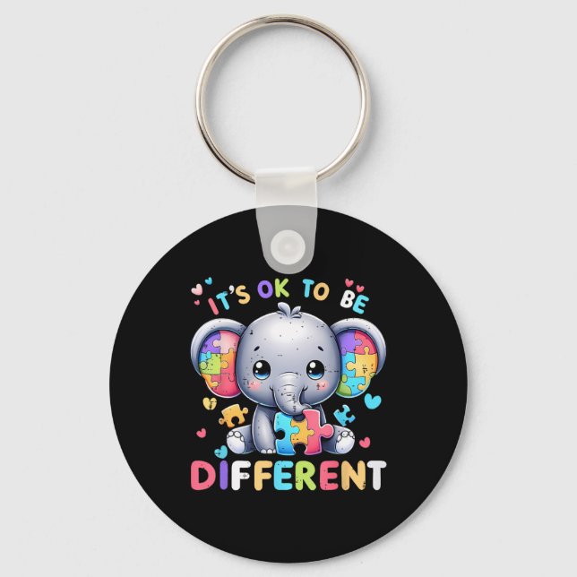 Porte-clés Élément Éléphant Cute Acceptation de l'autisme C'e (Recto)