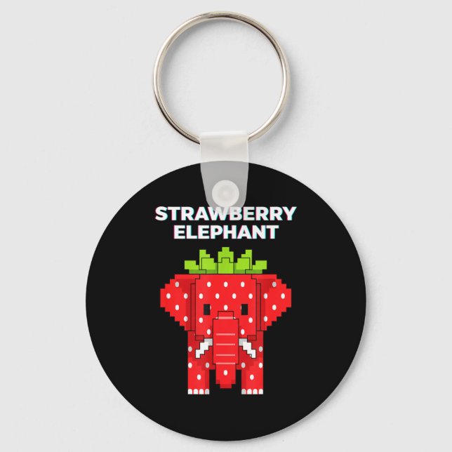 Porte-clés Élément pixel art éléphant fraise animal de jungle (Recto)