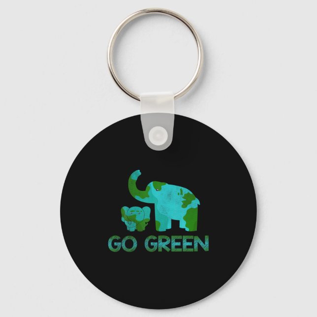Porte-clés Élément vert éléphant nature climat protéger heure (Recto)