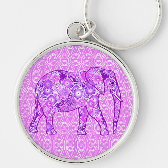 Porte-clés Éléphale tourbillon fractal - violet et orchidée (Devant)