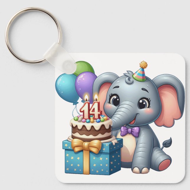 Porte-clés Éléphant 14e anniversaire (Recto)