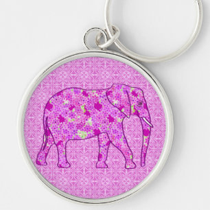 Porte-clés Eléphant à fleurs - orchidée et magenta