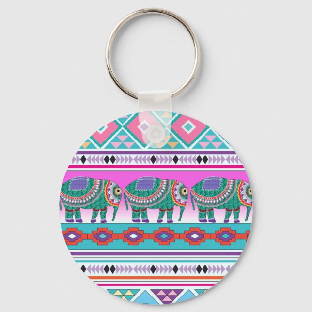 Porte-clés Eléphant avec Motif aztèque (Recto)