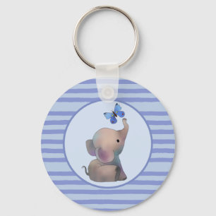 Porte-clés Éléphant avec papillon