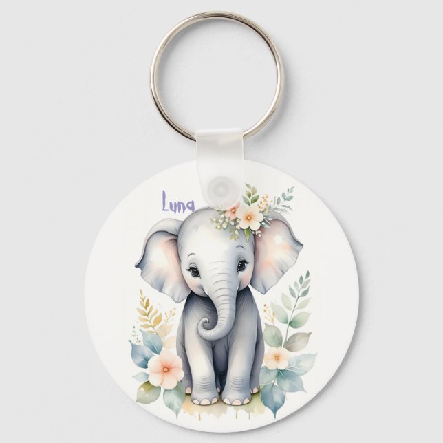 Porte-clés Eléphant bébé en floraison (Recto)