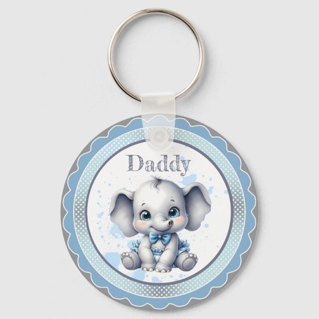 Porte-clés Eléphant bleu Cutie - Petite cacahuète (Recto)