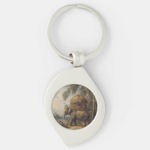 Porte-clés éléphant botanique vintage avec howdah aussi