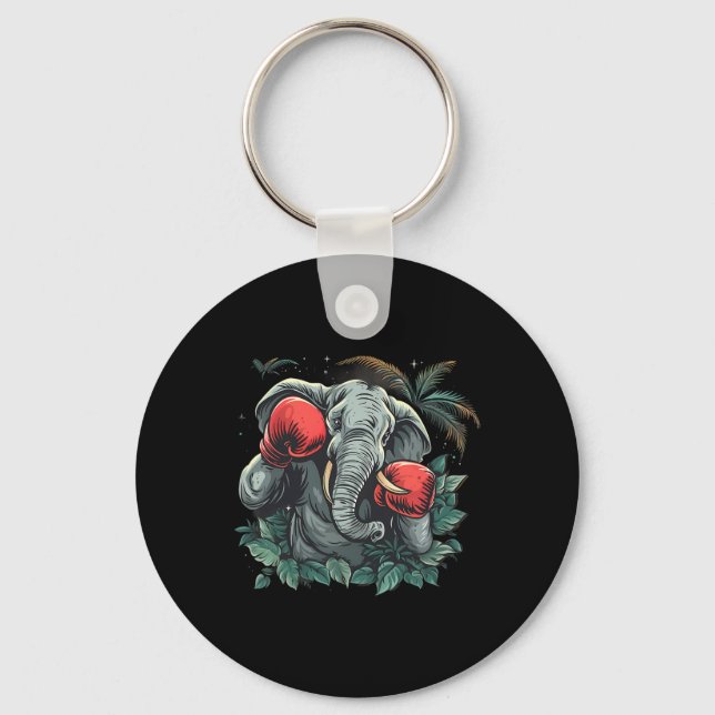 Porte-clés Éléphant boxeur avec gants de boxe kickboxing drôl (Recto)