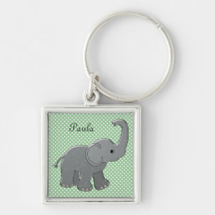 Porte-clés éléphant de baby shower vert