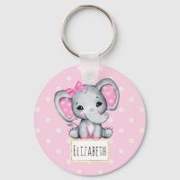 Eléphant de bébé rose mignon avec oreilles Poka Do