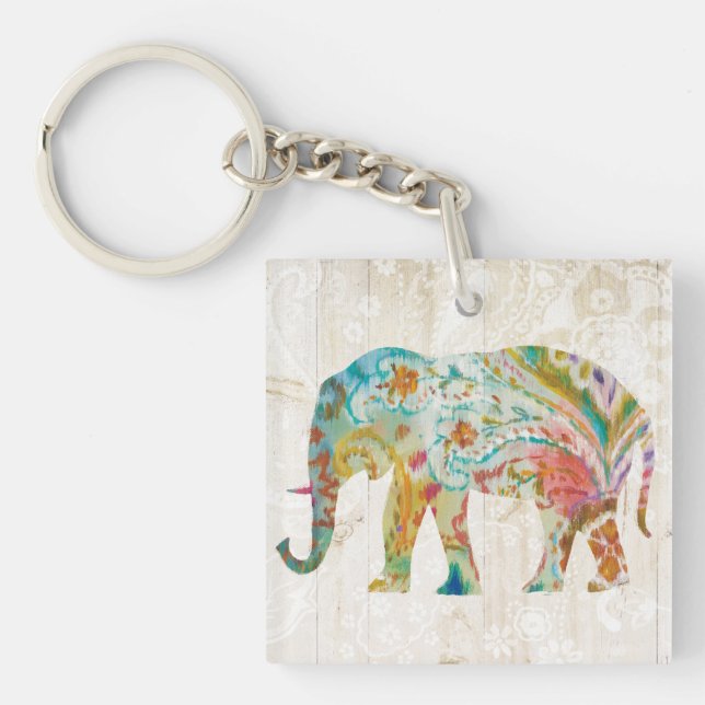 Porte-clés Éléphant de Boho Paisley II (Devant)