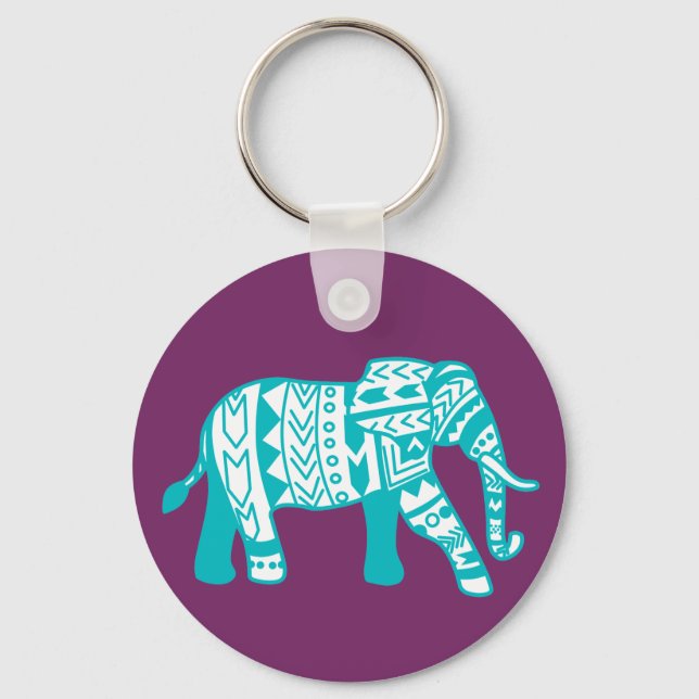 Porte-clés Elephant de Boho Tribal Tribal Turquoise (Recto)