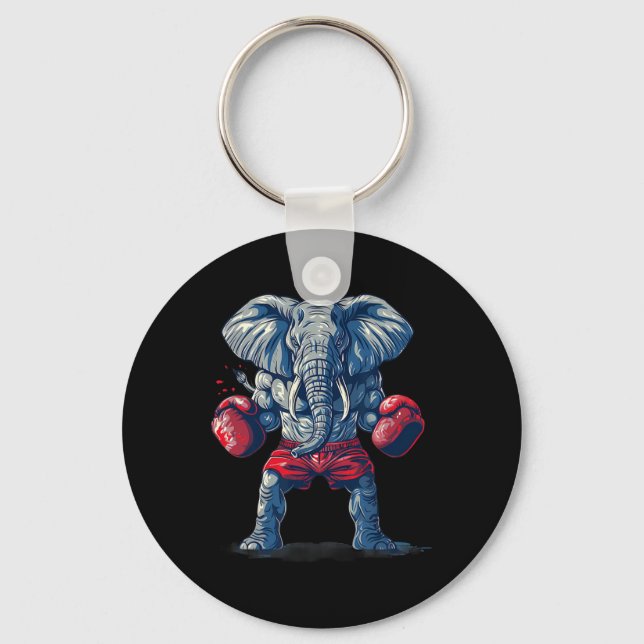 Porte-clés Éléphant de boxe avec gants de boxe Kickboxing Amu (Recto)