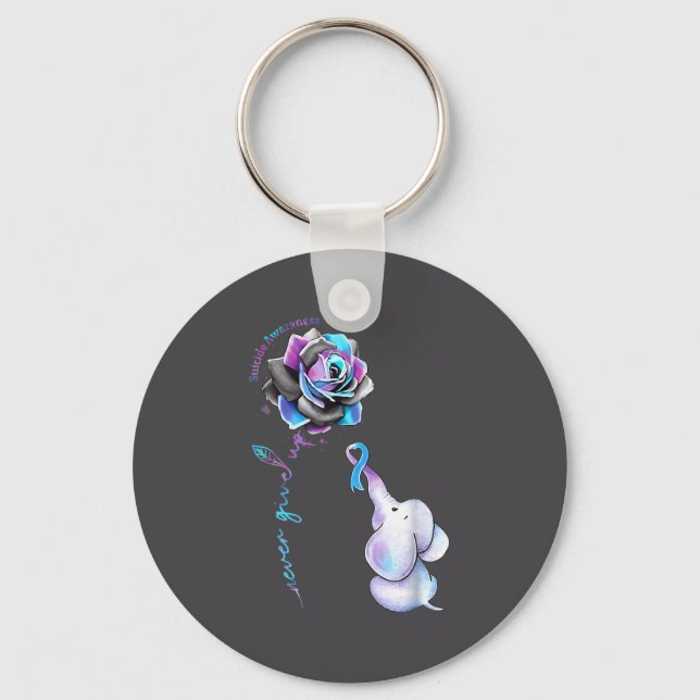 Porte-clés Éléphant de fleurs du Mois de sensibilisation à la (Recto)
