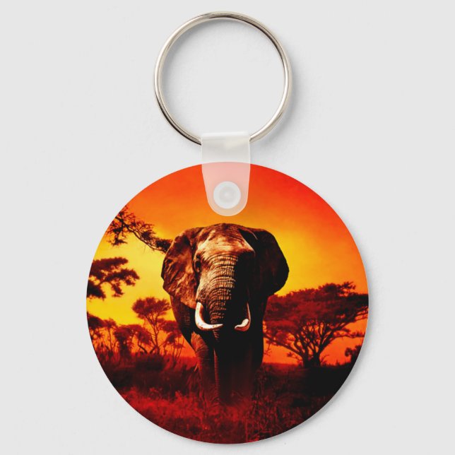 Porte-clés Eléphant du coucher du soleil (Recto)