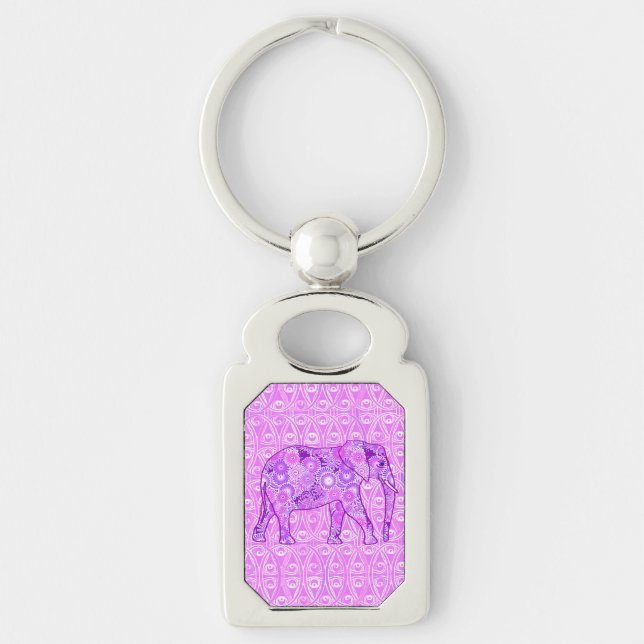 Porte-clés Éléphant en spirale fractale - violet et orchidée (Devant)