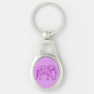 Porte-clés Éléphant fleur - pourpre améthyste