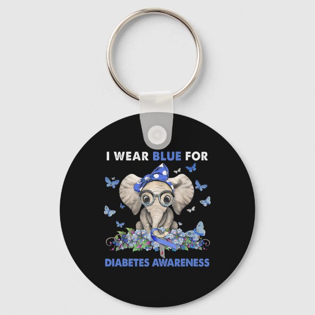 Porte-clés Elephant Je Porte Du Bleu Pour La Sensibilisation  (Recto)