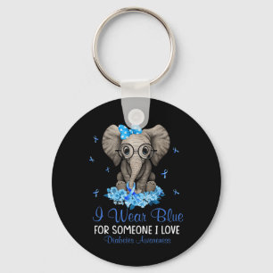 Porte-clés Elephant Je porte du bleu pour quelqu'un des adept