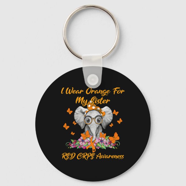 Porte-clés Elephant Je Porte Orange Pour Mes Soeurs Crps Rsd  (Recto)