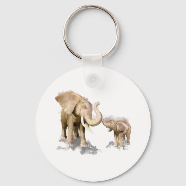 Porte-clés Eléphant mère et enfant 2 (Recto)
